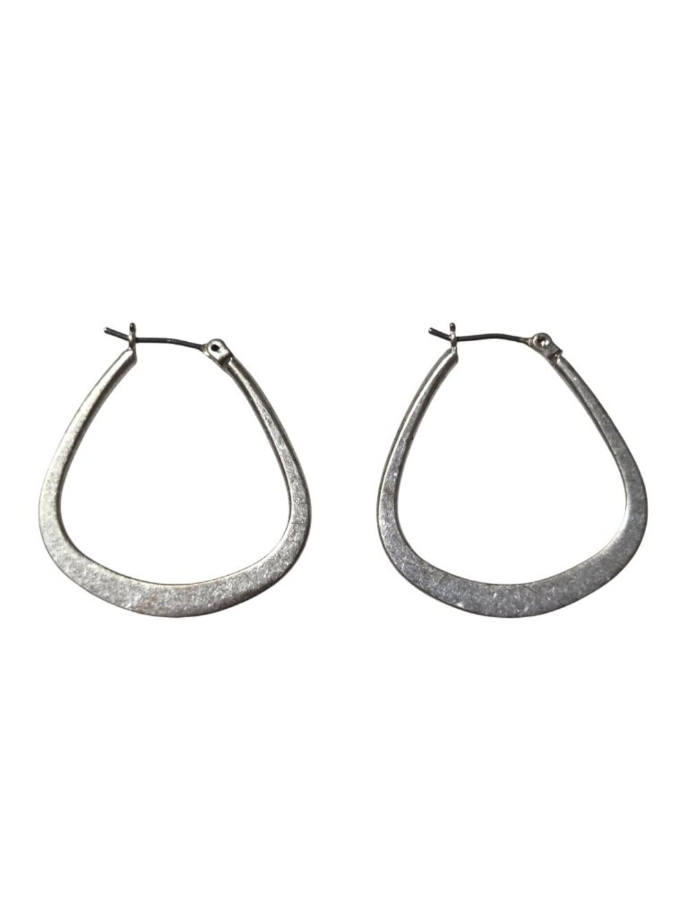 Vintage Abstract Hoop Earrings Silver Tone Boho Chic Minimalist Fashion Jewelry